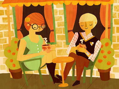 Coffee Date brick cafe character design coffee couple crush cute date drink illustration illustrator love man photoshop restaurant woman