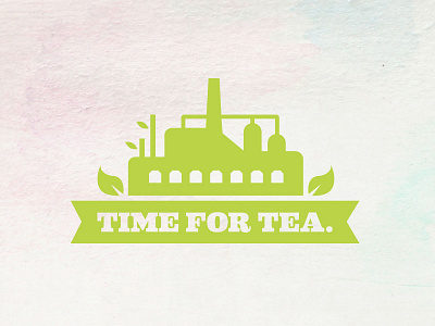 Tea Factory banner factory leaves tagline tea teabags