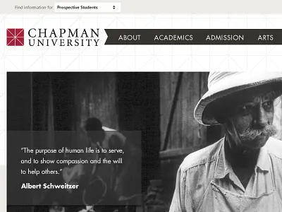 Chapman.edu Redesign higher ed navigation typeography