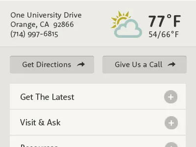Chapman.edu mobile footer footer higher ed responsive typography