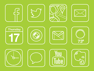 Outline App Icons app flat icons infographic minimal mobile outline productivity social