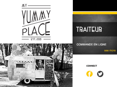 Yummy bw flat food in personal progress restaurant template truck ui webdesign wordpress work yellow yummy