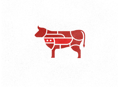 Cow brand cow creative creative logo cut knife logo logo design logo designer mark meat pieces symbol