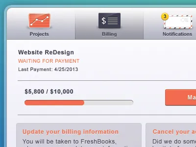 Account Profile UI | Billing Modal card chart download email free freebie grey modal orange pop up ui