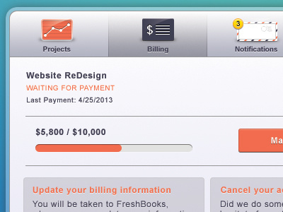 Account Profile UI | Billing Modal card chart download email free freebie grey modal orange pop up ui