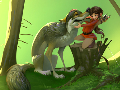 "The Wolf" andrea femerstrand animals cute forest girl illustration noukah storybook wolf wolves