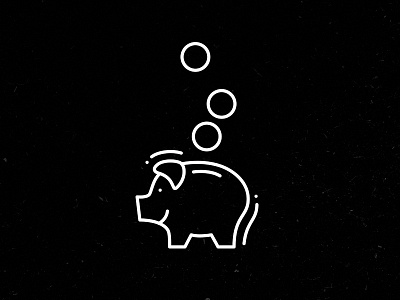 Lil' Piggy animal black cents flat funny icon illustration money pig simple vector