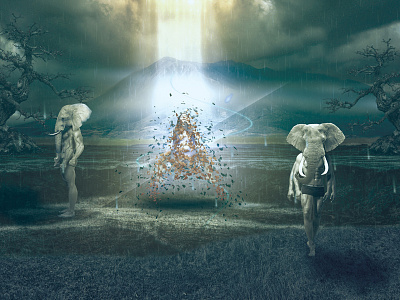 Work in Progress - No Name aliens elephant explode girl photo manipulation