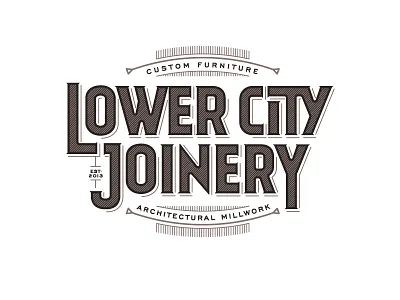 LCJ 3 (FIN) custom design lettering linework logo millwork serif slab typography vintage woodwork
