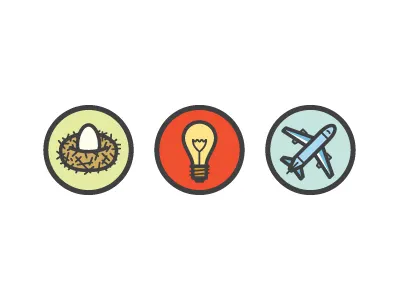 Breakfast or Travel? airplane bird egg energy flight icons idea illustration light lightbulb nest travel