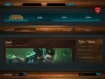 Fun League of Legends page button design fantasy fun game interface league of legends lol rpg site ui web