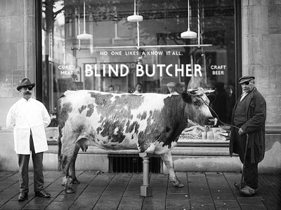 The Blind Butcher Brothers bar branding butcher logotype market restaurant signage