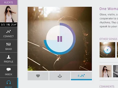 music collaboration app blue buttons flat flat style flat ui gradient interaction interface ipad ipad app music music app music ui pause play play button purple ui