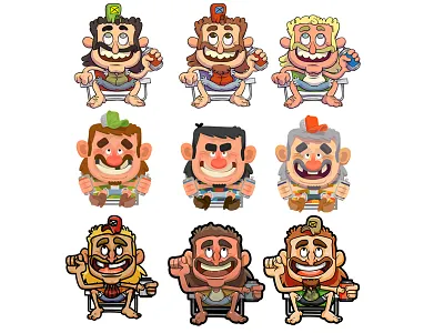 Art of the iphone redneck pt2 billy character cute design game hill illustration iphone redneck trash ui ux white