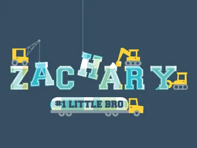 Zachary build bulldozer children construction crane dirt illustration kids little brother pattern plaid truck vector zachary