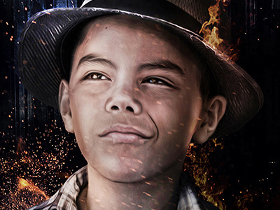 LIVE ON FIRE dark digitalart fire kid movie nikon photomanipulation portrait poster retouch