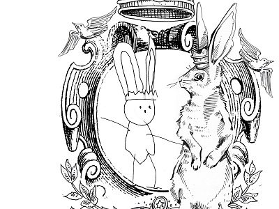 Kingdoms T-shirt Design family crest hand drawn ink rabbit t shirt tshirt