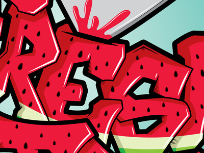 Fresh 2 death fresh fruit graffiti typography urban vector watermelon