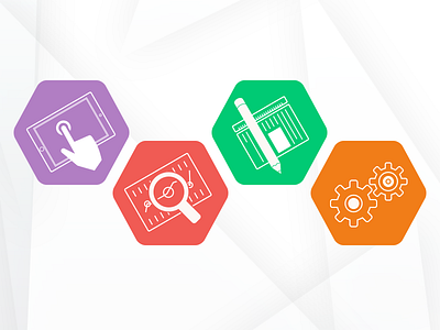 Uboodu Process Icons bright color flat icon line process responsive simple web