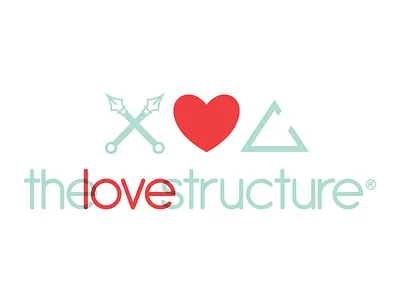 The Love Structure® Logo brand clean heart illustration logo modern pentool tri color vector