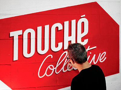 Touché Collective Wallpainting acrylics atelier brush handmade logo mural paint painting studio type typography wallpainting