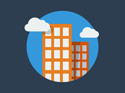 Enterprise flat icon blue cloud design enterprise flat design icon orange