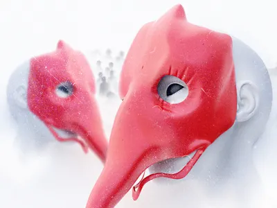 masquerade 3d c4d color head horror mask monster new red white zbrush