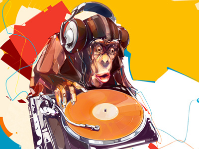 Beginner beginner design dj illustration monkey music print