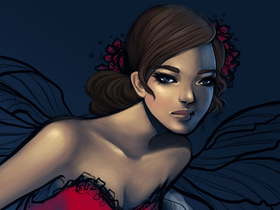 Wings WIP artwork female illustration painting wip