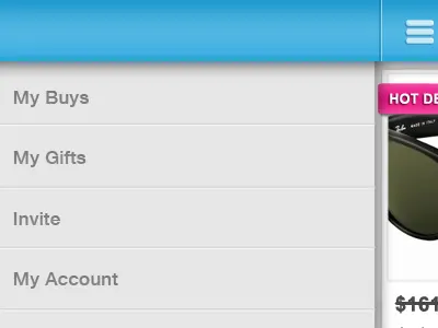 mobile e-commerce app - nav application design e commerce mobile app navigation product shop sliding navigation