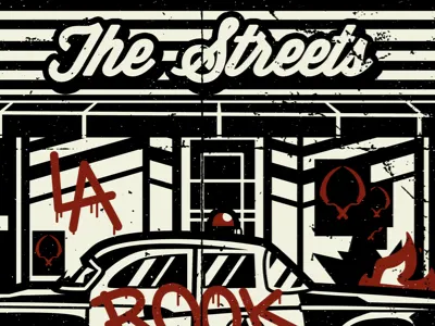 LA streets black car cop la los angeles police red riot street wear streets white