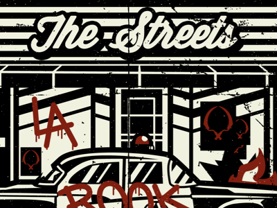 LA streets black car cop la los angeles police red riot street wear streets white