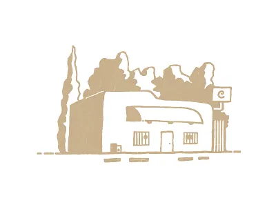 Cliffs booze building drawing illustration liquor sign sketch trees