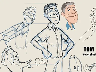 Animated Tom Bergeron model sheet animation illustration