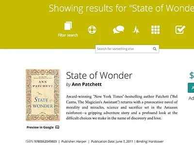 Showing results for... books icons minimal navigation reading results search search first design