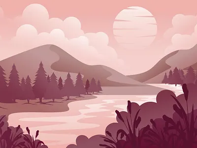 monochromatic river landscape graphic design weekly warm up