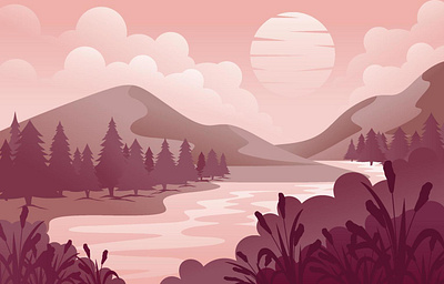 monochromatic river landscape graphic design weekly warm up