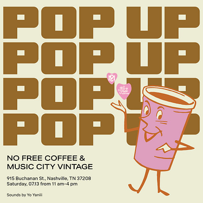 No Free Coffee Pop Up branding color palette event graphic design illustration