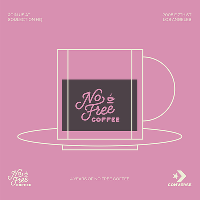 No Free Coffee x Converse Event art direction branding collab flyer design graphic design illustration