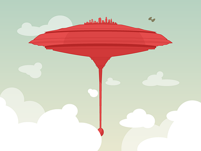 Cloud City city cloud cloud city clouds creative market floating illustration landscape red sci fi star wars