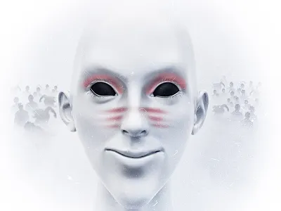 masquerade 3d color eye girl head monster new poly red white