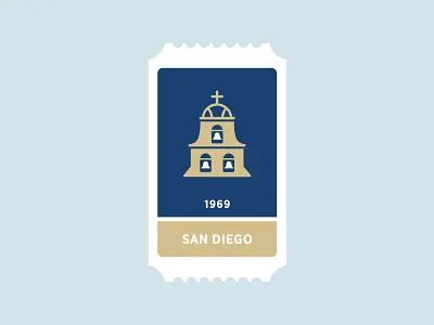 San Diego Padres ball baseball bell blue cream cross father icon logo mission mlb padres spanish sports ticket