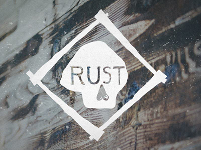 Rust calligraphy illustration logo rust skull typography