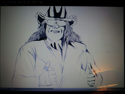 Macho blacks dead death design grey ink lines macho man pencil portrait tribute wip wrestling wwf