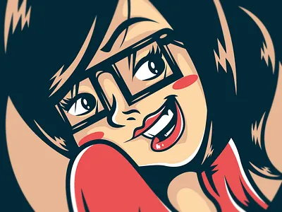Cartoon Portrait blue cartoon eyes girl glasses pretty red smile vector