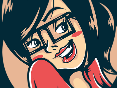 Cartoon Portrait blue cartoon eyes girl glasses pretty red smile vector