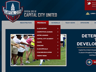 Capital City Web blue branding color creative crest design eden creative football gold icon indiana logo louisiana navigation patter process red soccer sports texture web white