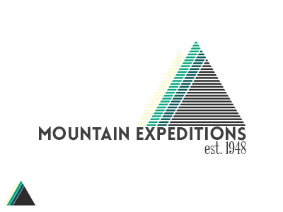 Mountain Expeditions Second Logo blue curtain graphics grey logo mountain orange simple teal typography