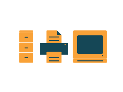 Documents! computer filing cabinet geometric printer vector