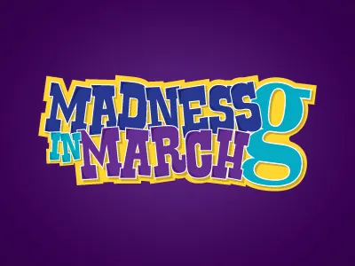 Madness in March Logo branding bright car crazy dealer identity insane logo logotype mad madness march mark purple typography vibrant word